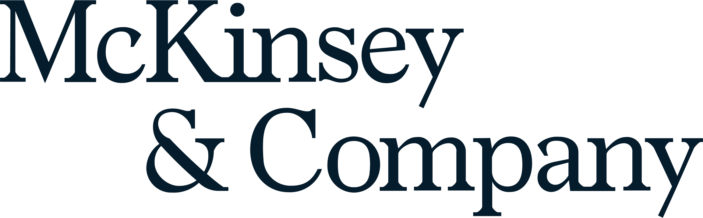 Логотип McKinsey & Company темно-синим шрифтом с засечками на прозрачном фоне.