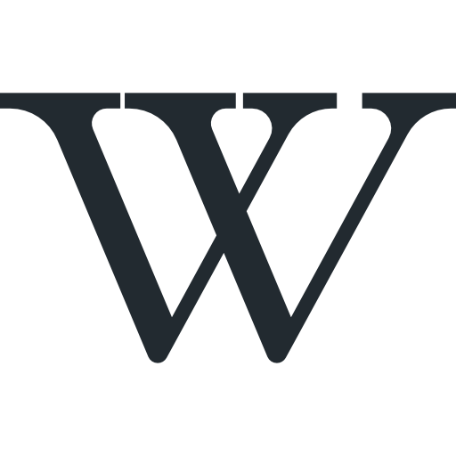 Стилизованная черная буква W Wikipedia на белом фоне.